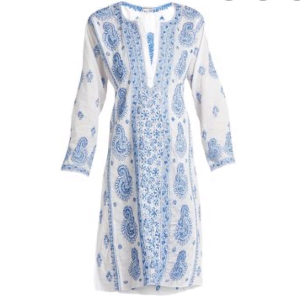 Paisley Embroidered Cotton-voile Kaftan